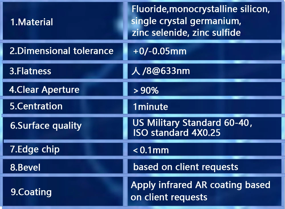 Optical Glass Single Crystal Silicon Window with Coating